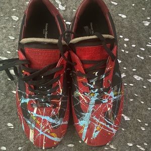 Red blue paint slash Maison Margiela sneakers